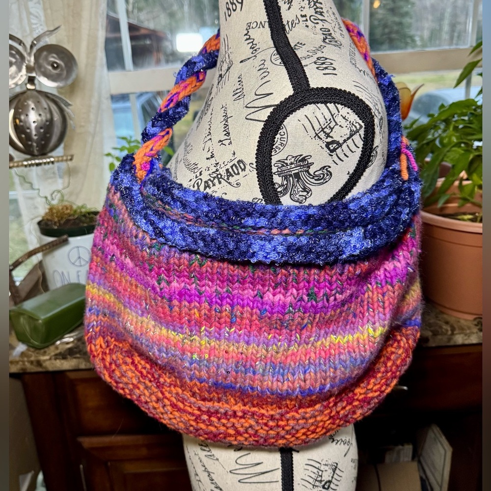 Hand Crafted Vibrant Knit Shoulder Bag